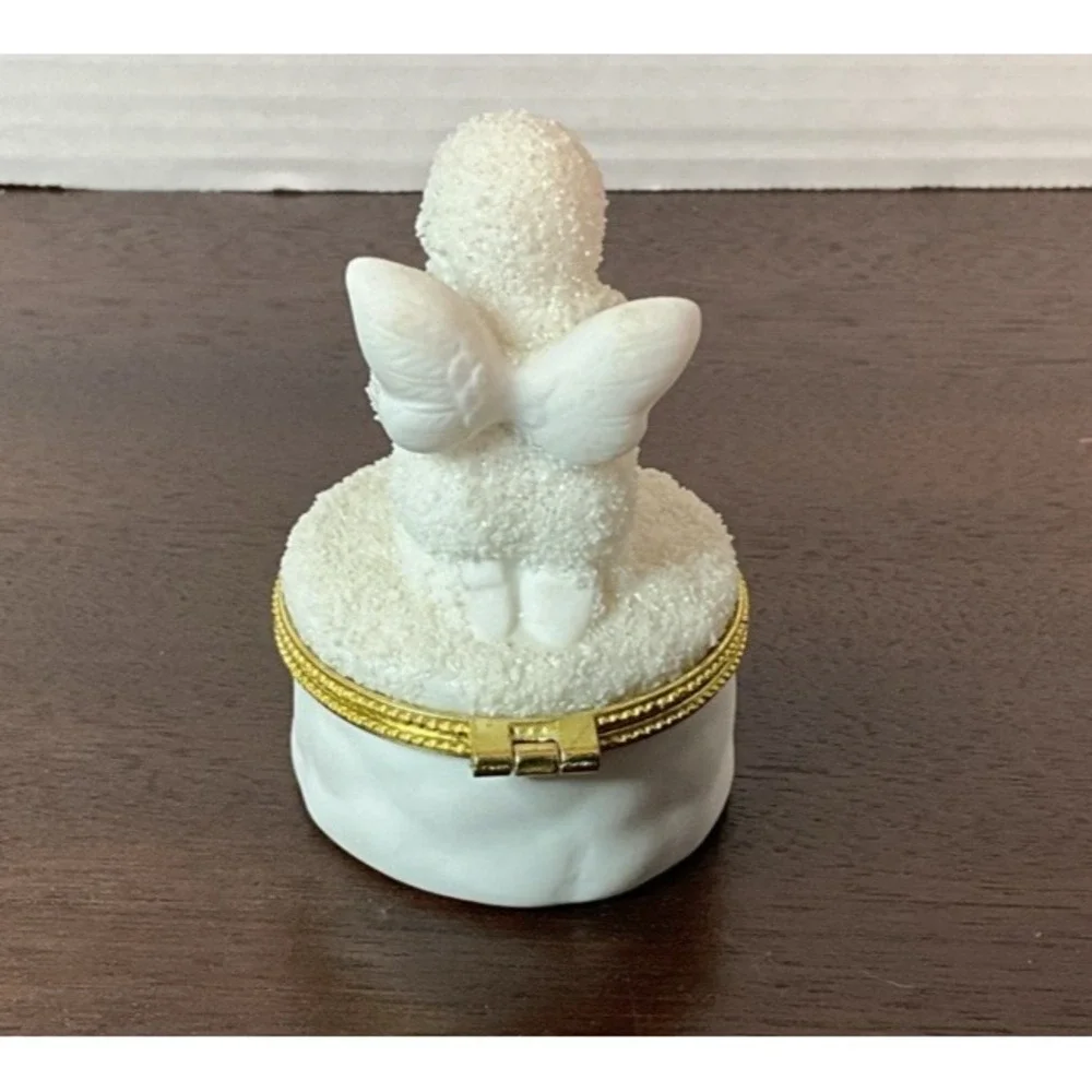 Dept 56 Snowbabies Hinged Trinket Box Praying Angel Snow Baby 3.5